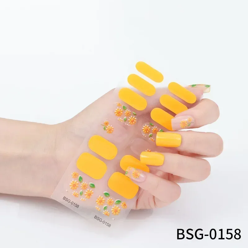 Bandes d'ongles en gel semi-durci, lampe UV, autocollant pour ongles, décoration de manucure, lumière LED, décalcomanies en polaire d'été, conseils de décoration d'art d'ongle de mode