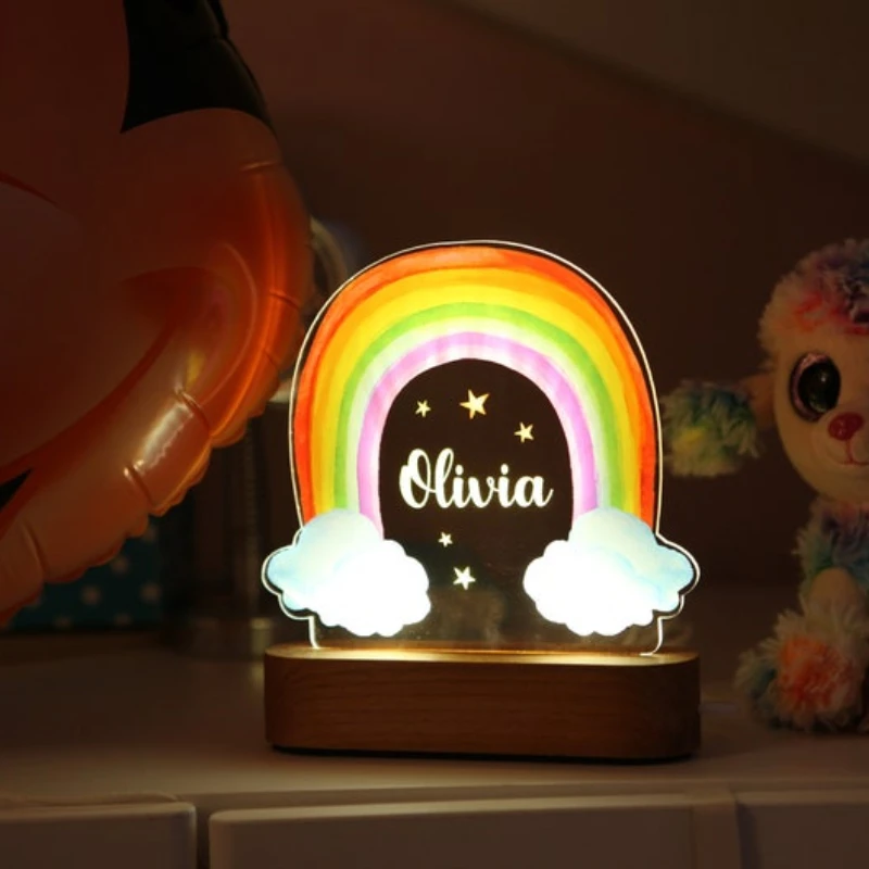 Rainbow Custom Name Night Light Newborn Light Up Gifts Baby Gift with Name made of acryli Decor Room Baby Announcement