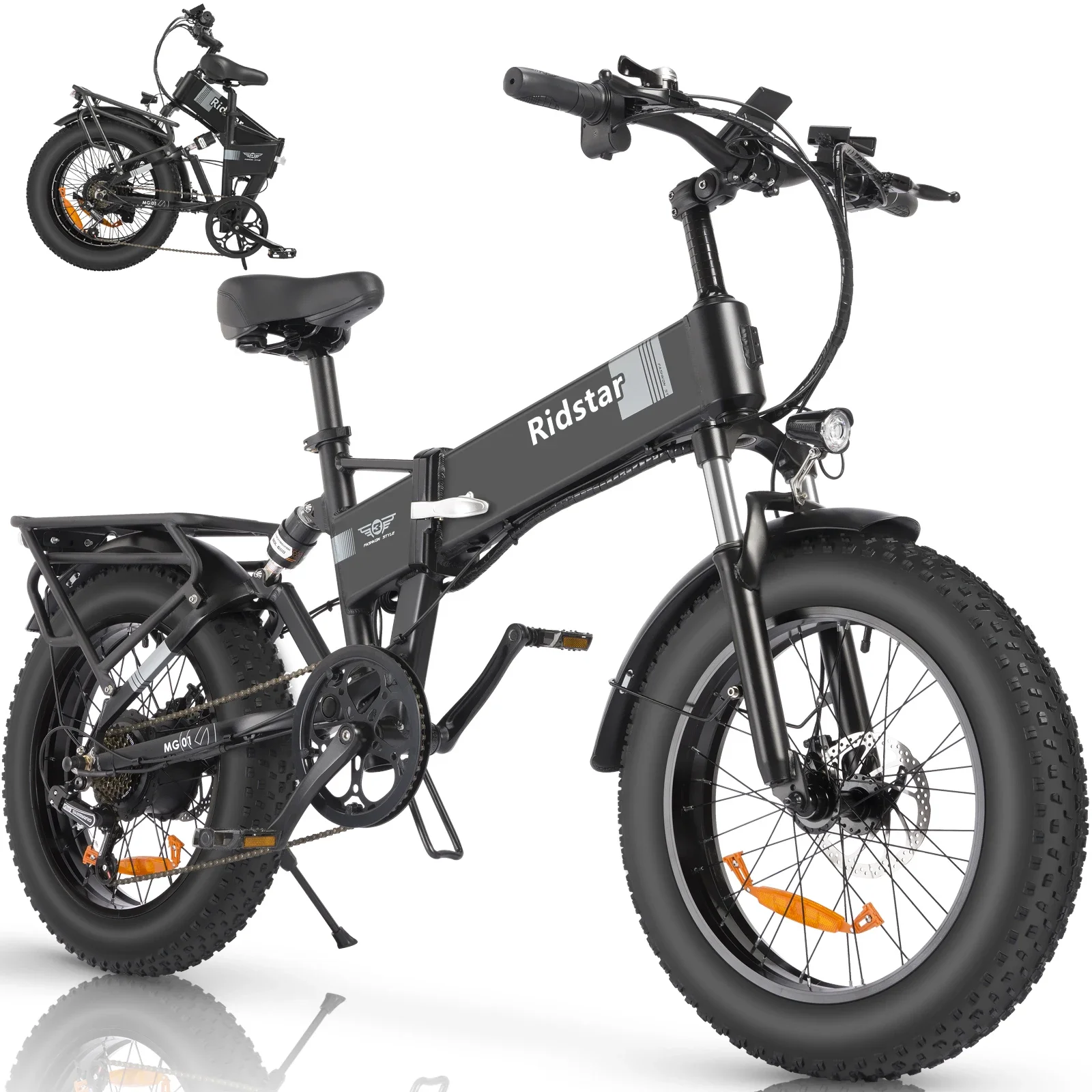 H20 Folding Electric Bicycle, Fat Tire, Waterproof, Outdoor, Mountain Bicycle, Snow Ebike, 20 Inch, 48V, 1000W, 15AH