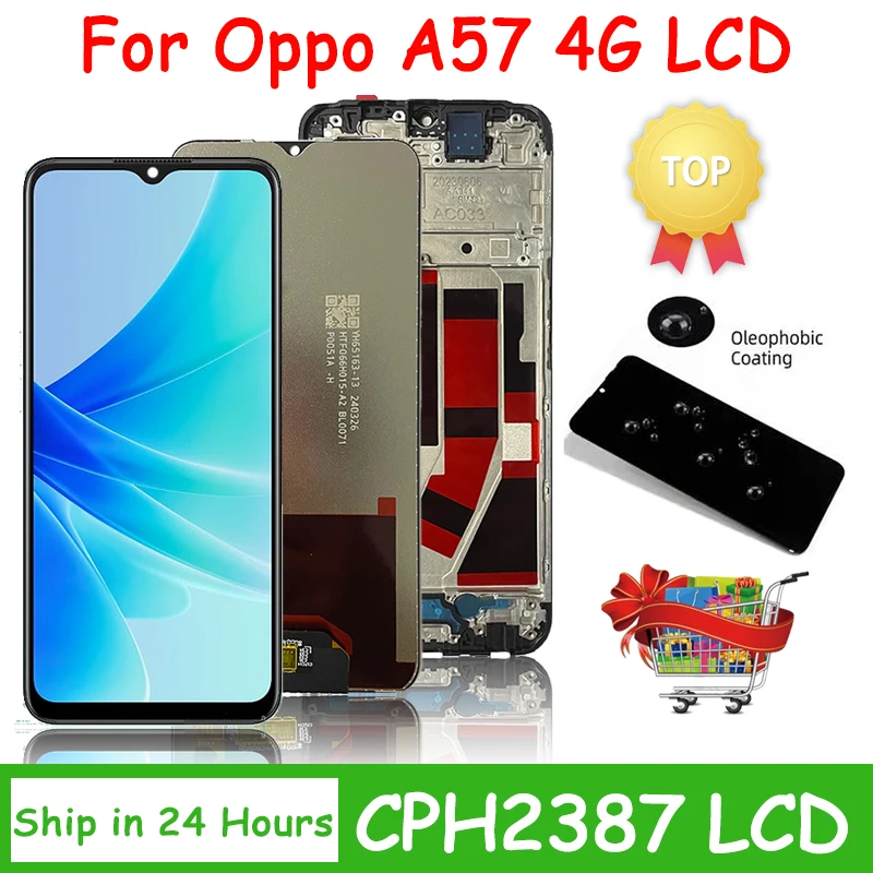 Pantalla A57 4G probada de 6,56 pulgadas para Oppo A57 4G LCD CPH2387 con pantalla de marco Panel táctil digitalizador piezas de repuesto