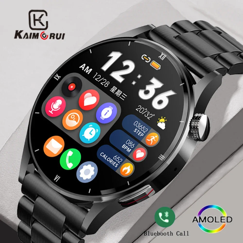 

KAIMORUI Bluetooth Call Smart Watch For Men AMOLED HD Screen Sport Fitness Fitness bracelet health Clock men's Smartwatch 2024