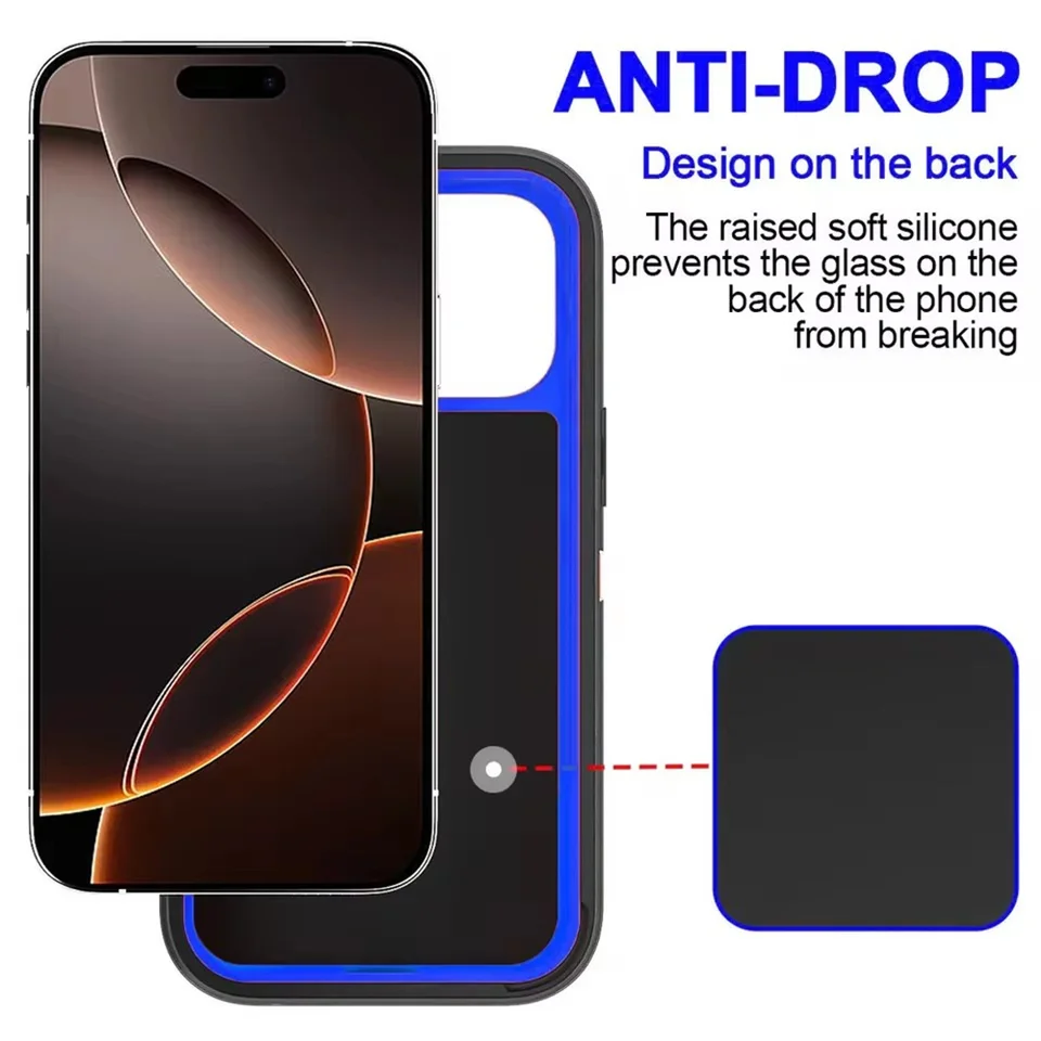 Funda Defender a prueba de golpes con soporte para iPhone 17 16 Pro Max 13 12 Mini 14 Plus 16E 15 Pro Max, PC rígido + TPU, protección 3