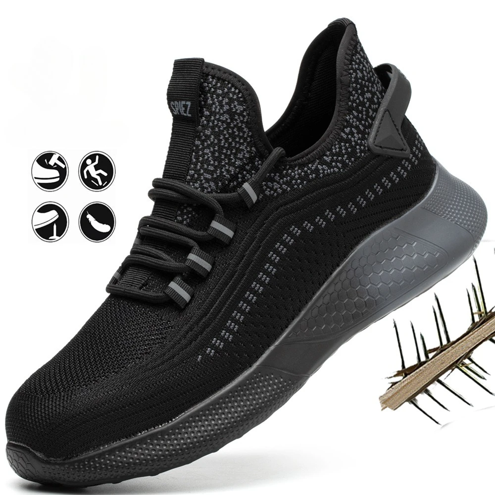 أحذية العمل أحذية السلامة أحذية حماية العمل الوقاية من الرائحة مكافحة تحطيم ثقب الرجال سلامة التنس الصلب تو أحذية السلامة