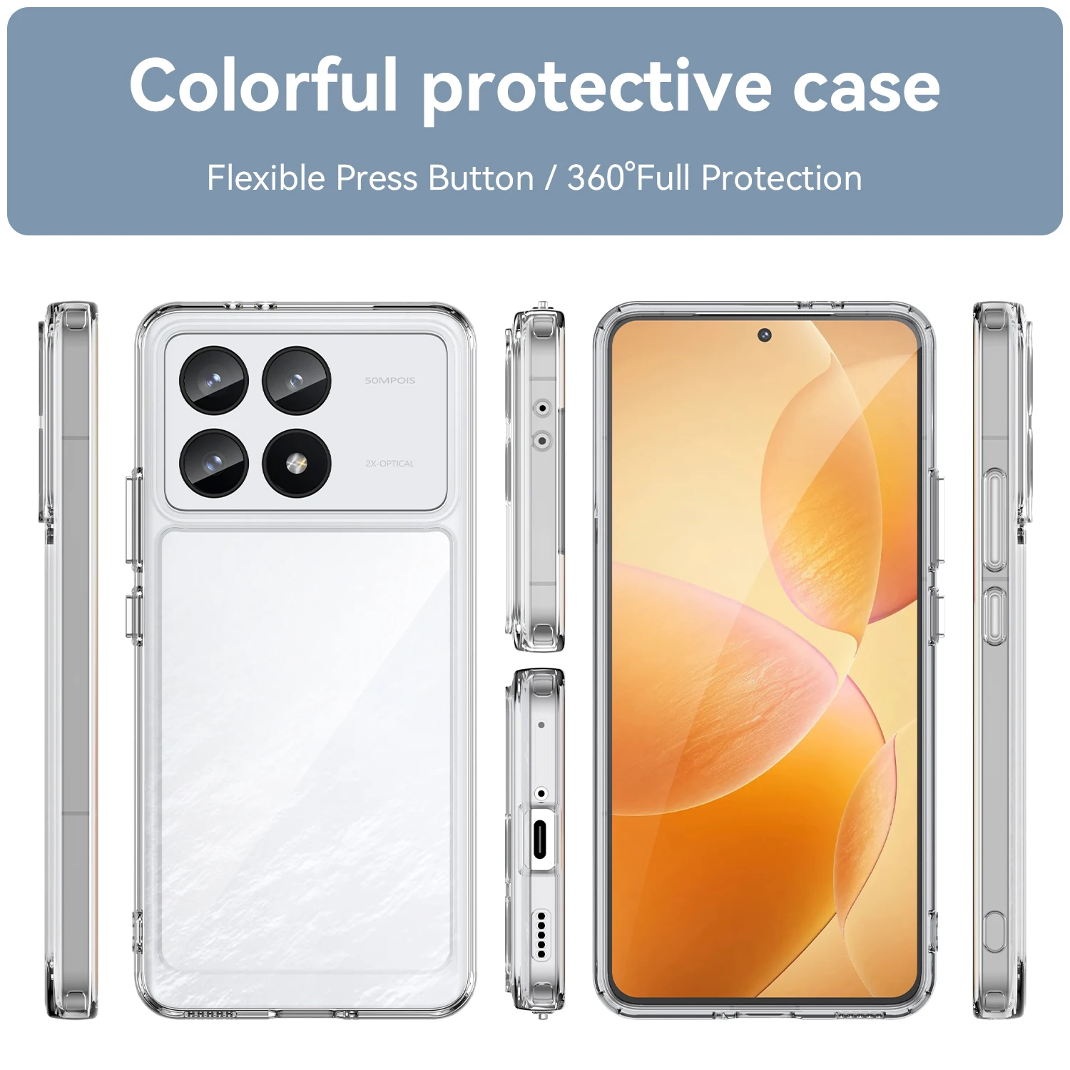 Colorful Shield Phone Case For Xiaomi 14T Poco F6 Pro Redmi K70E K70 Ultra Soft TPU Frame Transparent Acrylic Plastic Back Cover
