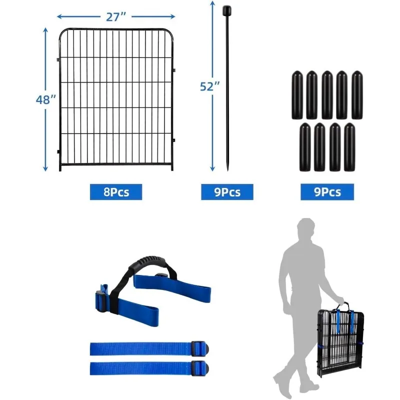 Garden Fence, Heavy Duty Iron Metal Animal Barrier Fence, Fencing for Garden Beds, Camping Fence, No Dig Garden Border Fencing