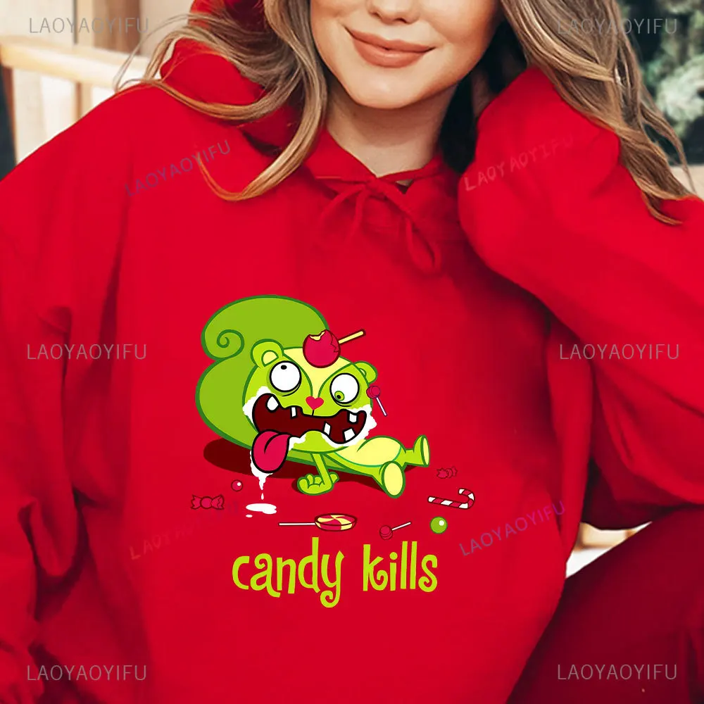 Happy Tree Friends Embrace Cartoon Sweatshirt Pullover Boy Girl Classic Animated Printed Hoodie Student Hoodies