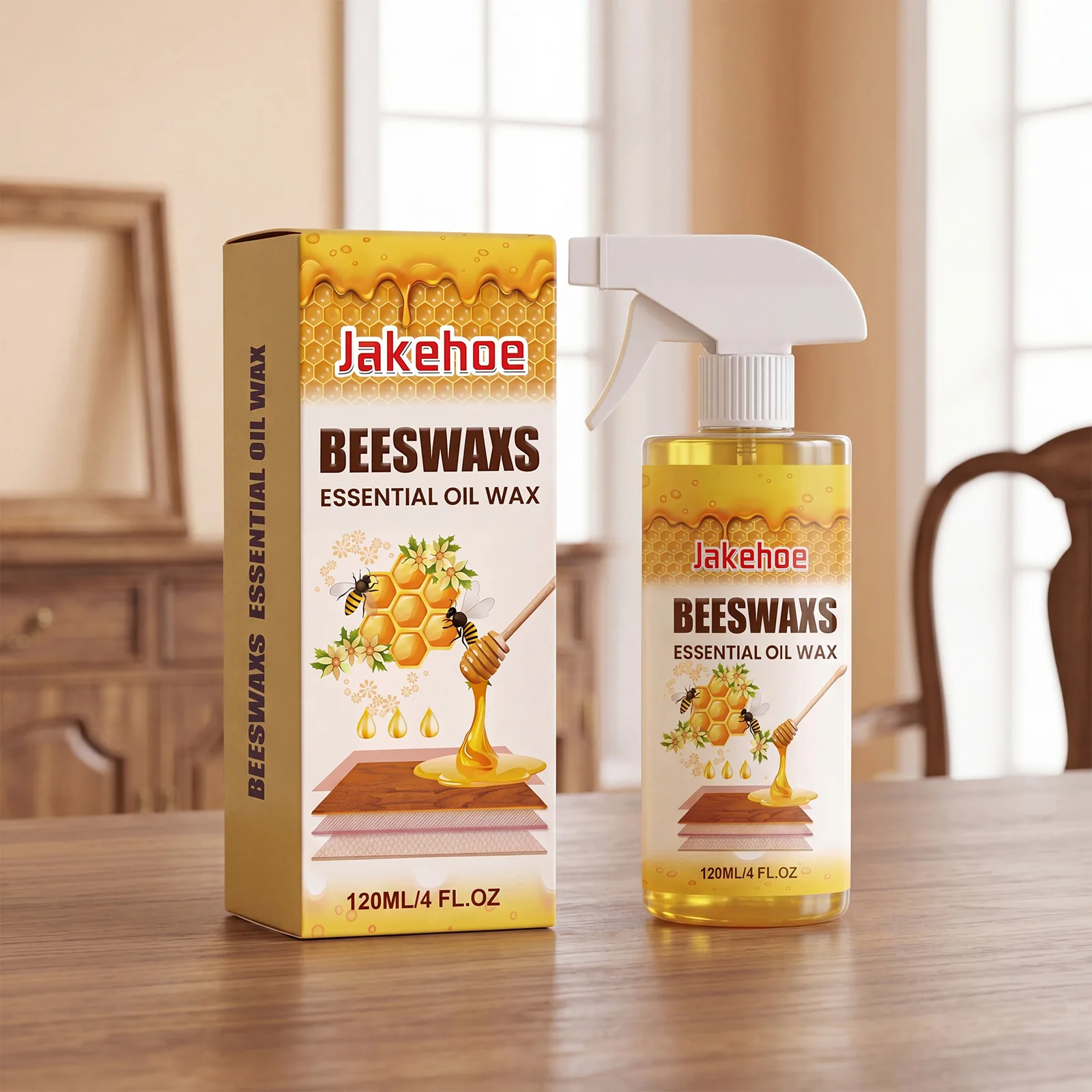 Wood-Polishing Beeswax Spray 120ml Furniture Restorer With Natural-Formula And Waterproof-Protection For Home Use