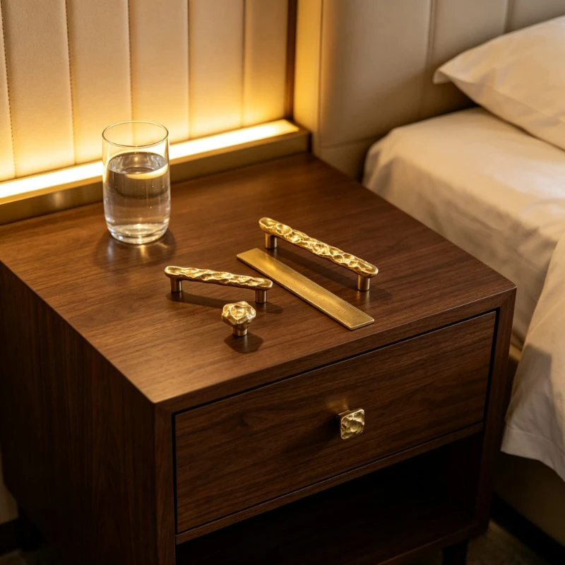 Brass French Gold Light Luxury Personalized Creative Handle Wardrobe Door Nordic Antique Drawer Cabinet Single Hole Small Handle
