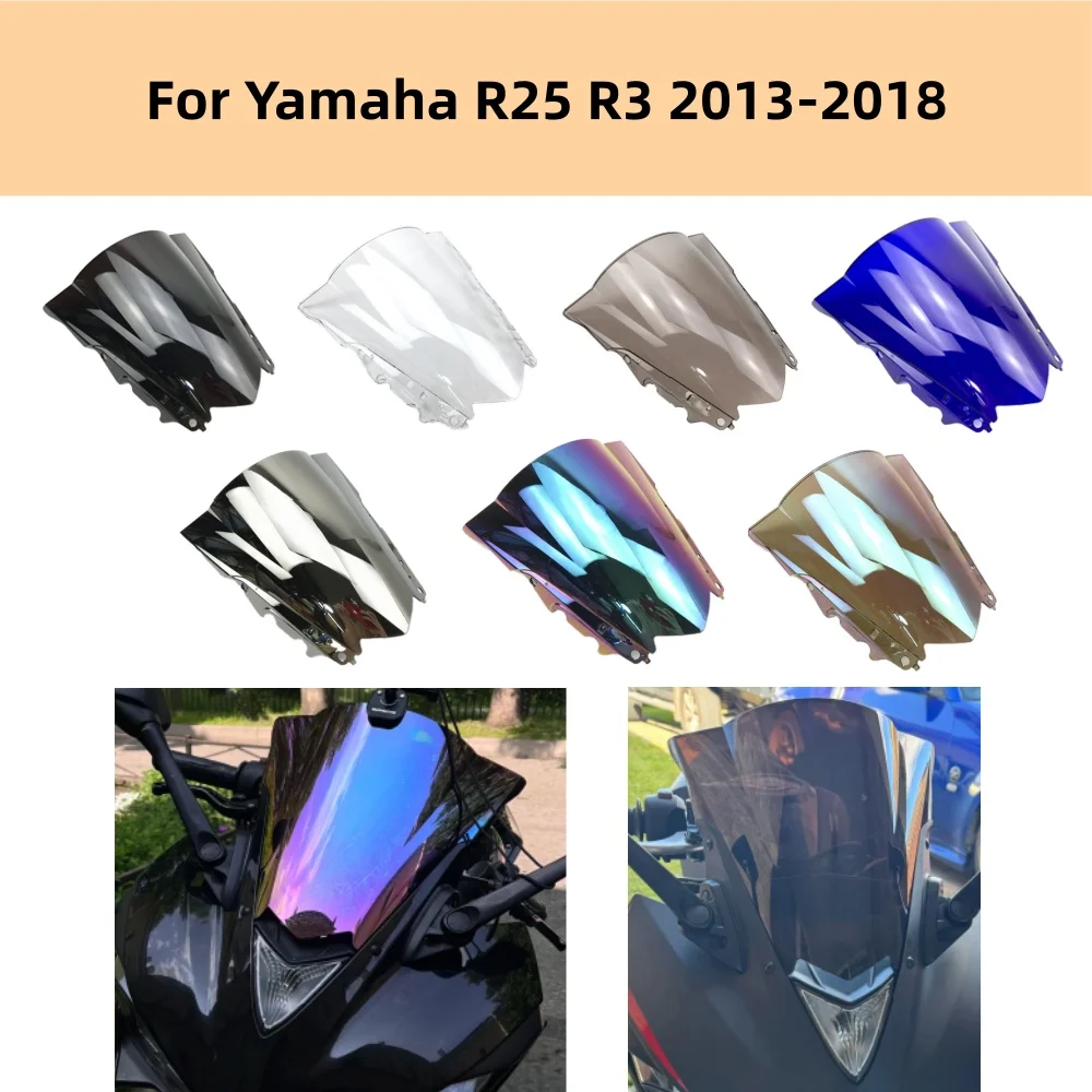 

R25 R3 Motocycle Windshield Windscreen For Yamaha R25 R3 2013-2018 Wind Shield Double Bubble Deflector Protector Cover R25 R3