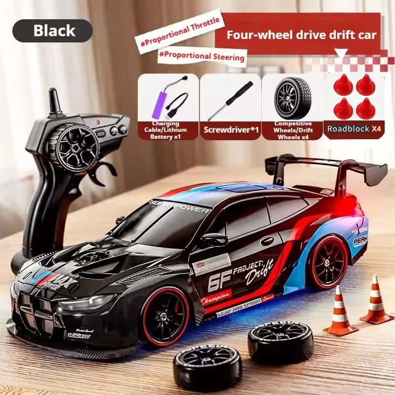4WD RC Drift Car With LED Light 2.4G Radio 20KM/h High Speed Remote Control Racing Cars Vehicle Model Toy Gift for Boy Girl Kid