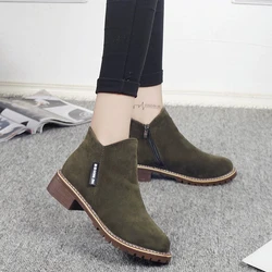 Zipper Women Boots Spring Autumn Boots Female Shoes Ladies Ankle Boots Heels Shoes Non-slip Woman Suede Boots Shoes for Women