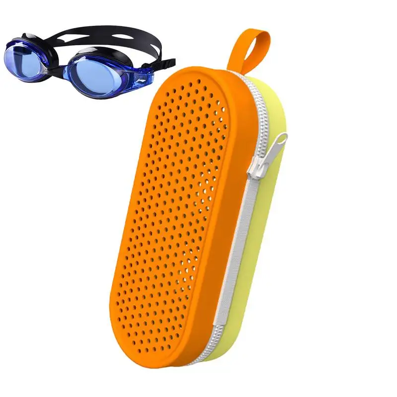 

silicone Swimming Goggles Storage Box Swim Goggle Case with Drain Holes Breathable Goggles Protective Case for Men Women Kids