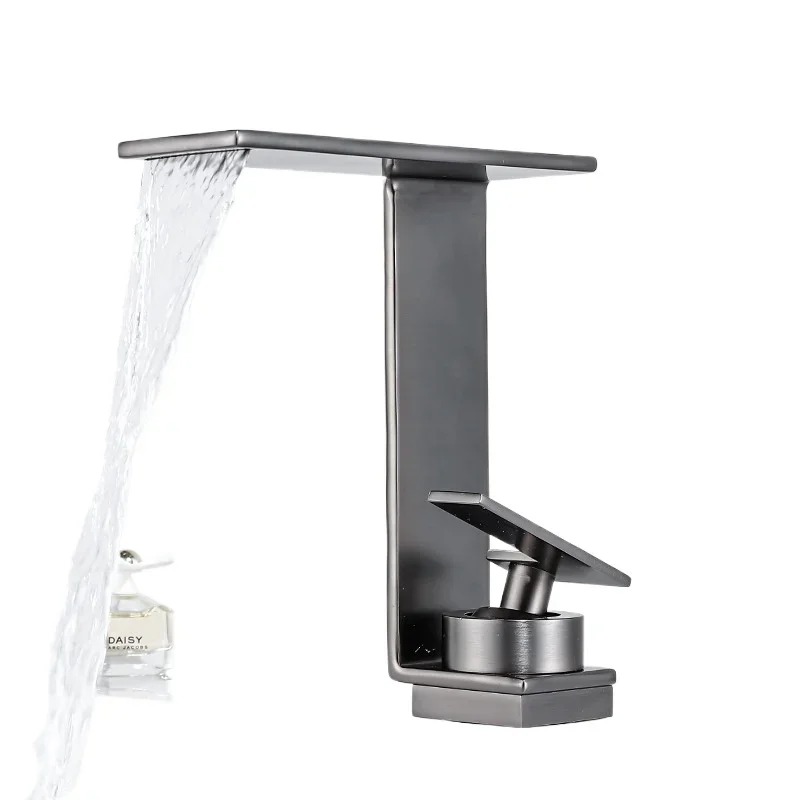 

Gun gray waterfall basin faucet hot and cold household toilet bathroom basin wash basin faucet