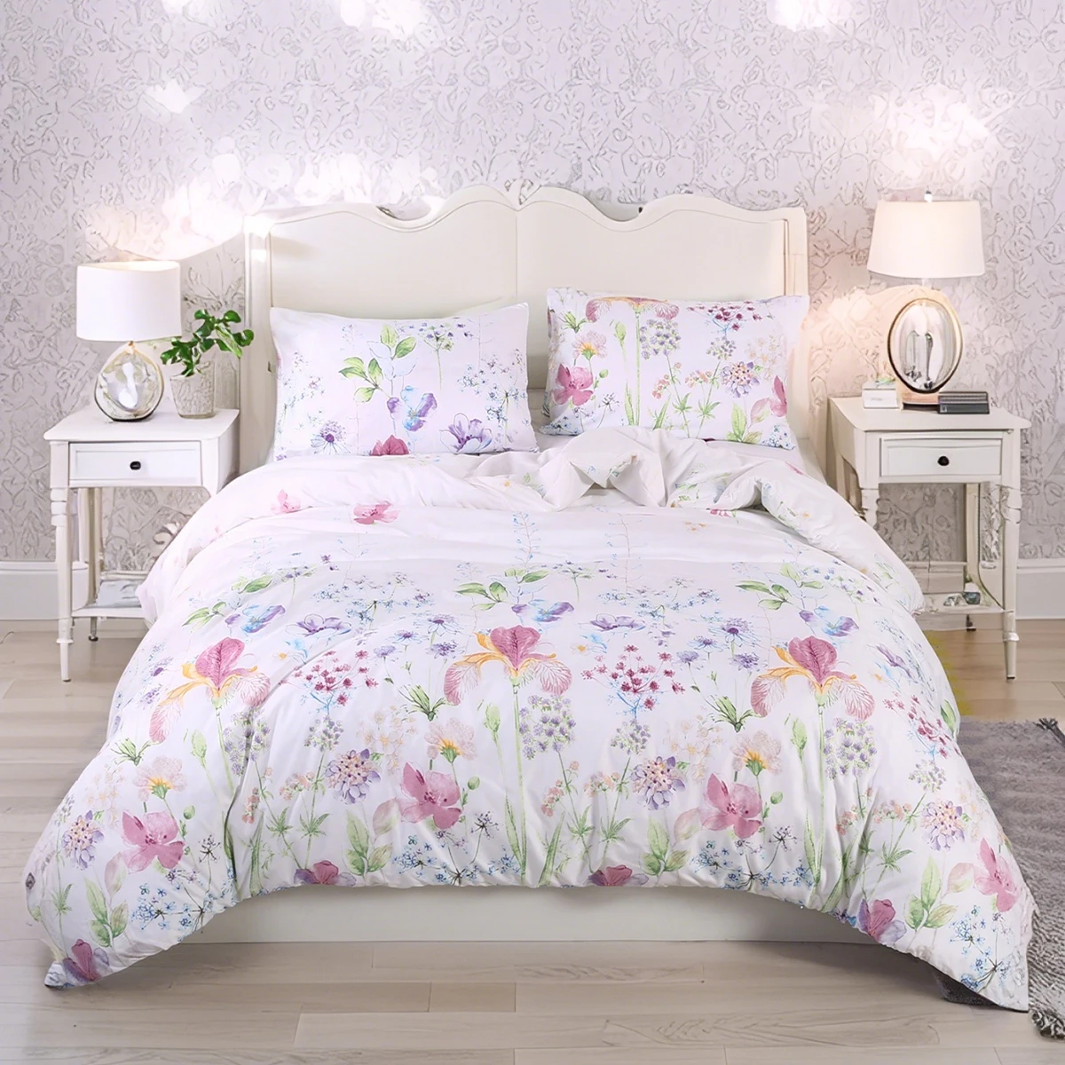 3pcs Flower Pattern Duvet Cover Set, Soft Skin-Friendly Bedding Set Includes 1 Duvet Cover And 2 Pillowcases