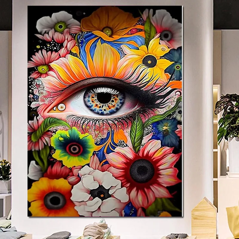 DIY Diamond Painting Kit 5D Human Eye Diamond Embroidery Painting Abstract Full Diamond Mosaic Art Rhinestone Decoration Picture