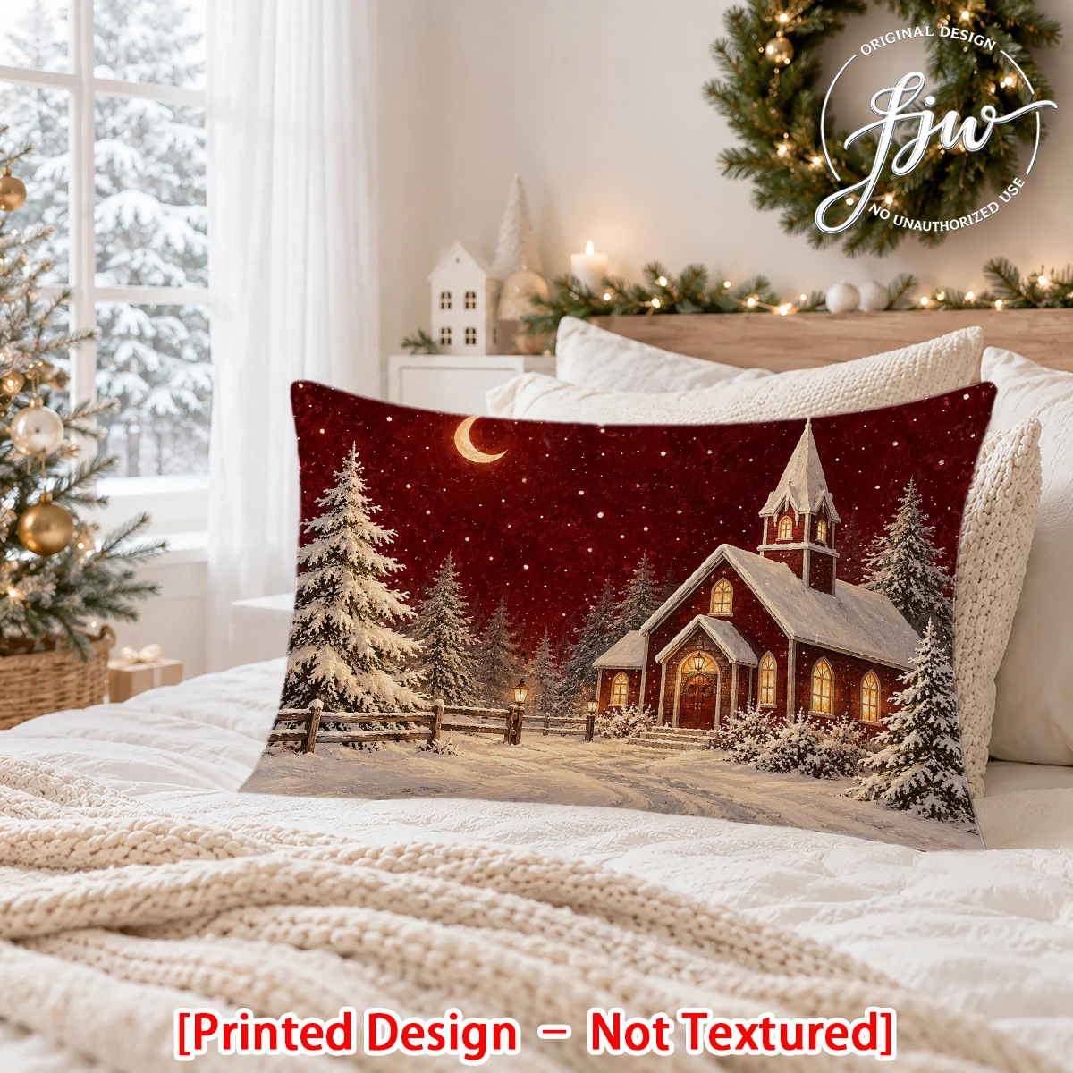 1pc Christmas Winter Wonderland Throw Pillow Covers, Festive Holiday Home Decor Cushion Cases for Sofa Bedroom