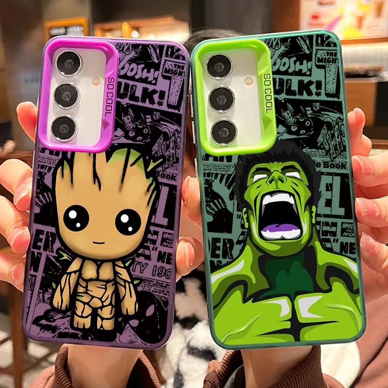 

Marvel Hulk Groot Phone Case For Samsung A16 A55 A05 A51 A71 A54 A06 A04e A15 A05s A25 A56 A13 A53 Colorful Silver
