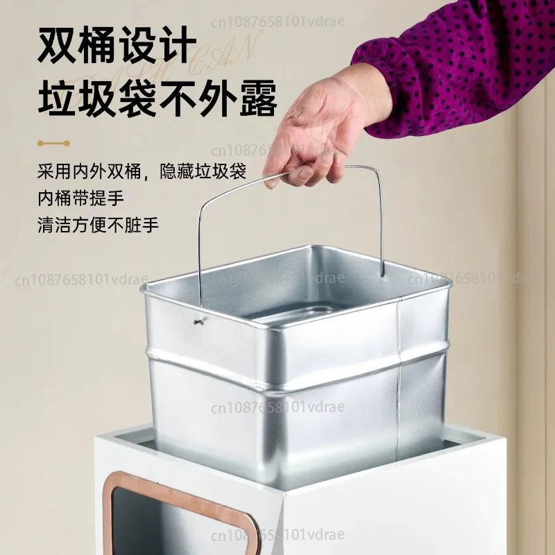 Stainless Steel Hotel Trash Can Commercial Club Lobby Shopping Mall Corridor Corridor Elevator Entrance Aisle Vertical Ash