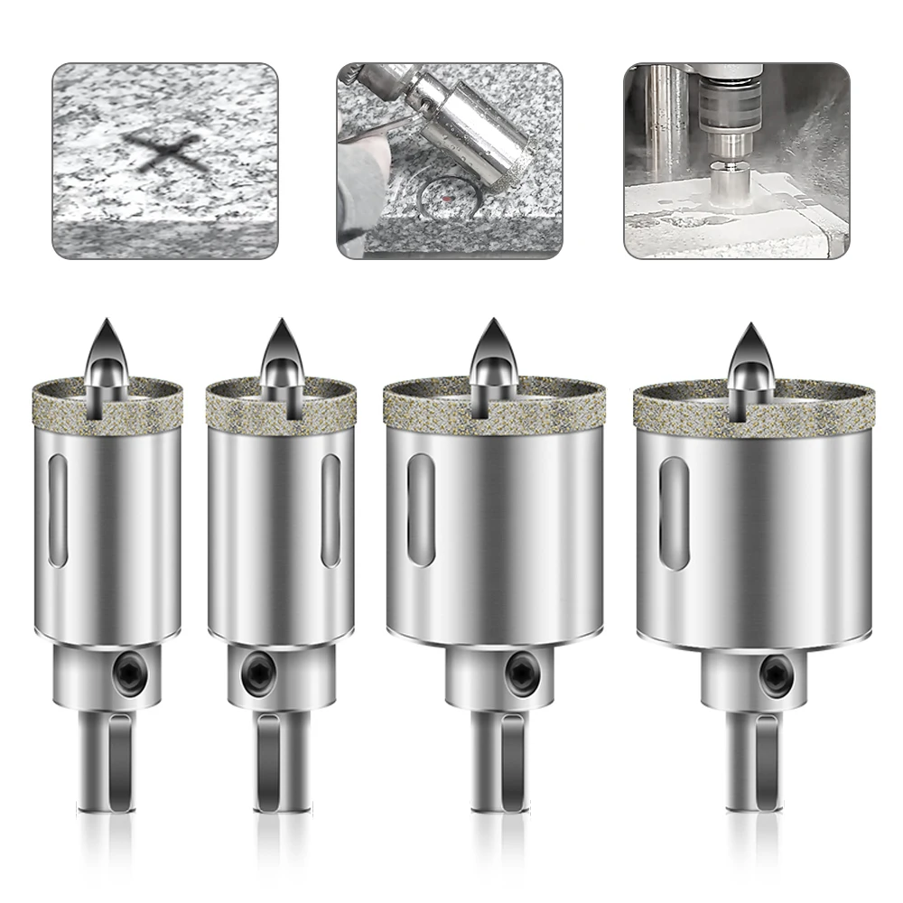 Broca de sierra perforadora de diamante de 16-85mm con broca piloto de posicionamiento Triangular para azulejos de porcelana de vidrio, granito de mármol cerámico, 1 ud.