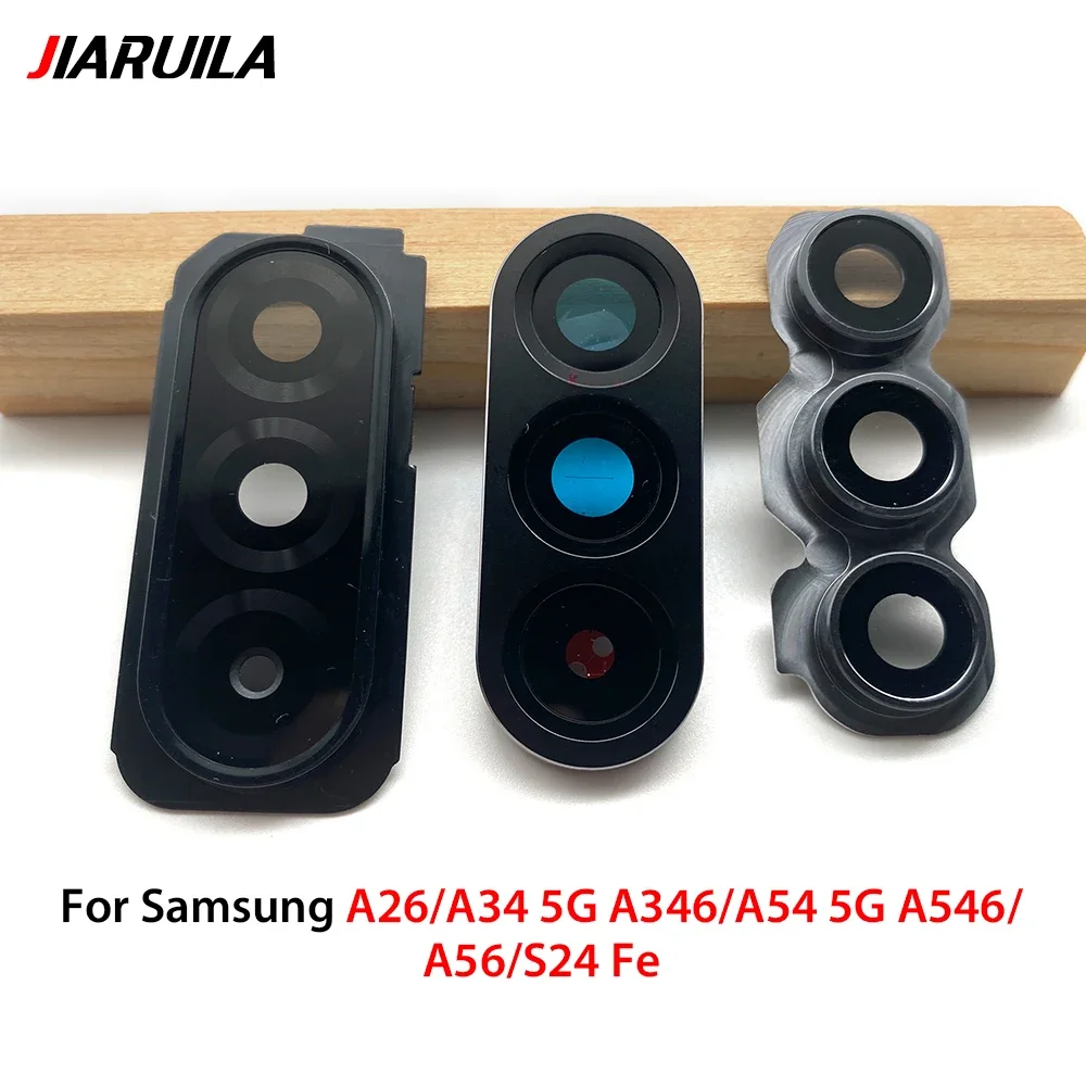 10 PCS Back Rear Camera Glass Lens With Frame For Samsung A26 A34 5G A346 A54 5G A546 A56 S24 Fe