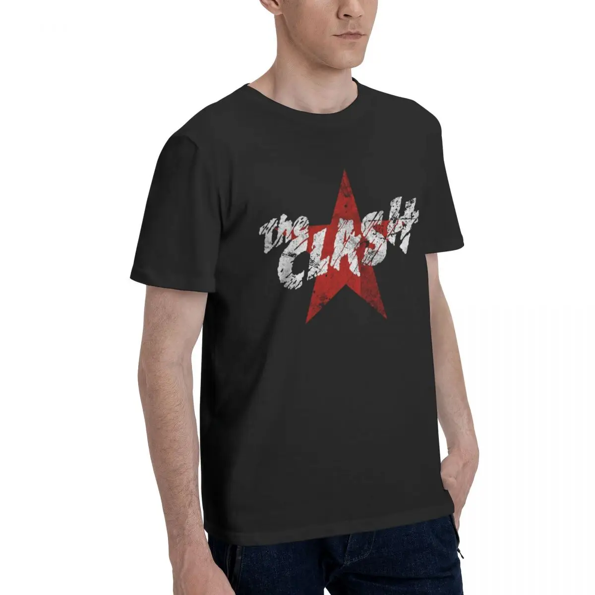 Man crew neck t-shirt Design Clothing The Clash London Calling Tops 100% Cotton