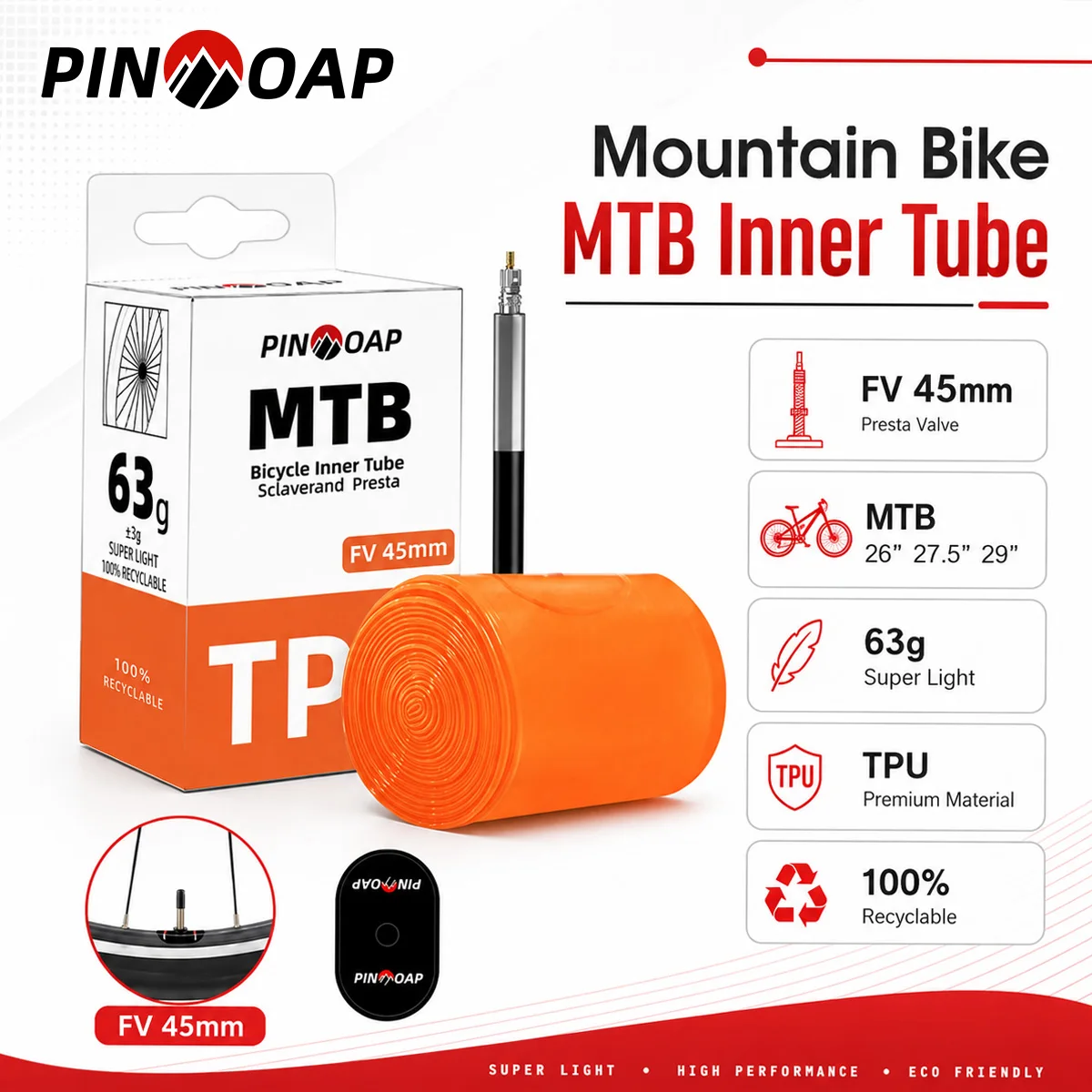 PINMOAP MTB Fahrrad-Schlauch Mountainbike-Reifenschlauch Zuverlässiger Ersatzschlauch für Offroad-Fahrten im Freien Outdoor-Radfahrzubehör