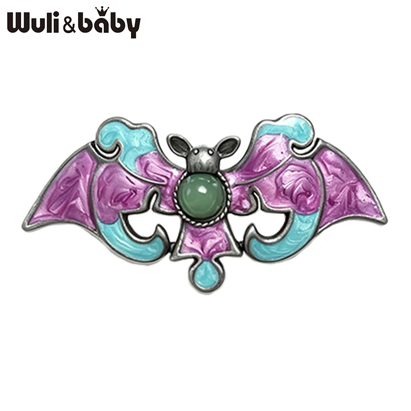 Wuli&baby Vintage Bat Brooches For Women Unisex 2-color Enamel National Style Lucky Bat Animal Party Office Brooch Pin Gifts