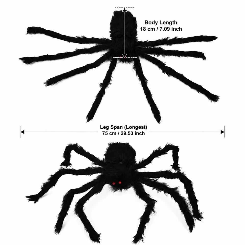 Große Schwarze Spinne für Halloween, Riesige Spinnendekoration, Professionelles Zubehör, für Außenbereich, Gruselige Dekoration