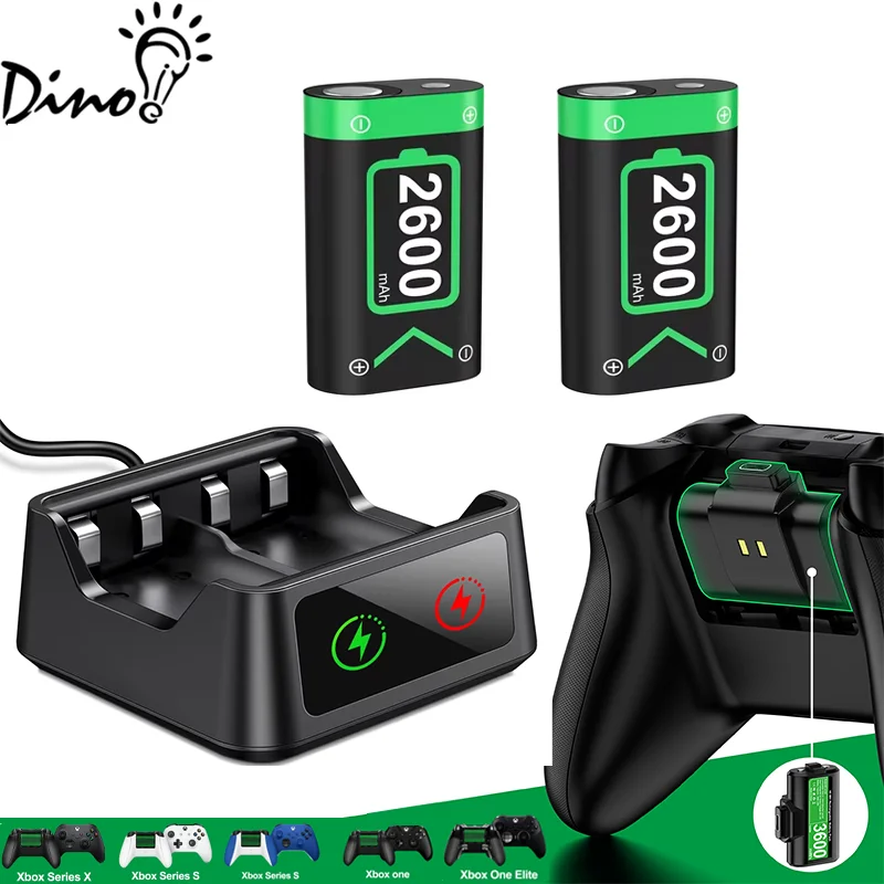 

Charger for Xbox One Battery Pack Charger Station with 2×2600mAh Xbox Battery Pack for Xbox Series X|S/Xbox One S/X/Elite