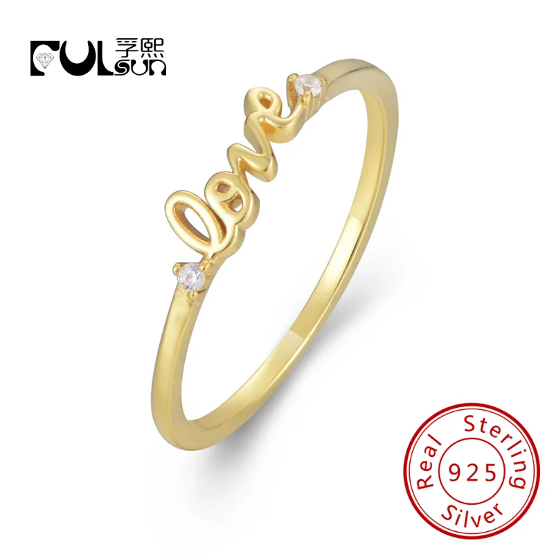 

Love Words Zircon luxury gold silver ring High fine jewelry fashion romance ring