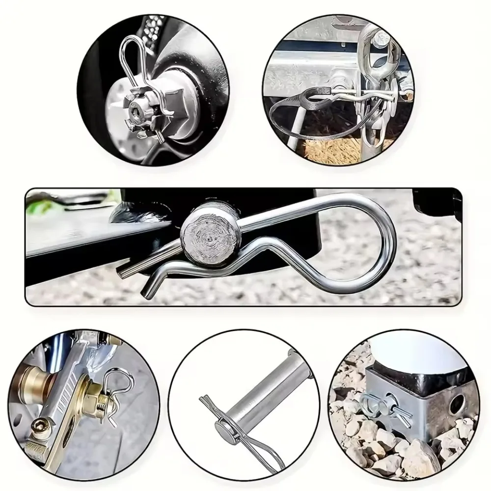 20pcs Stainless Steel Stool Nail R-Clip Spring Pin Anti-Corrosion Rust Proof Industrial Fixed Trailer Locking System Accessories