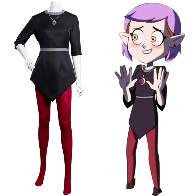 

The Owl Cos House Amity Purple Long Sleeve Tops Costume Outfits Halloween Carnival Party Fancy Women Cosplay Dress Suitc;8 FD1;6