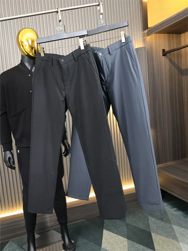 

Men's Busin Casual Pants Goose down Straight Leg Winter Faion Warmth Trousers Thin Not Puffy Adstrative Sle