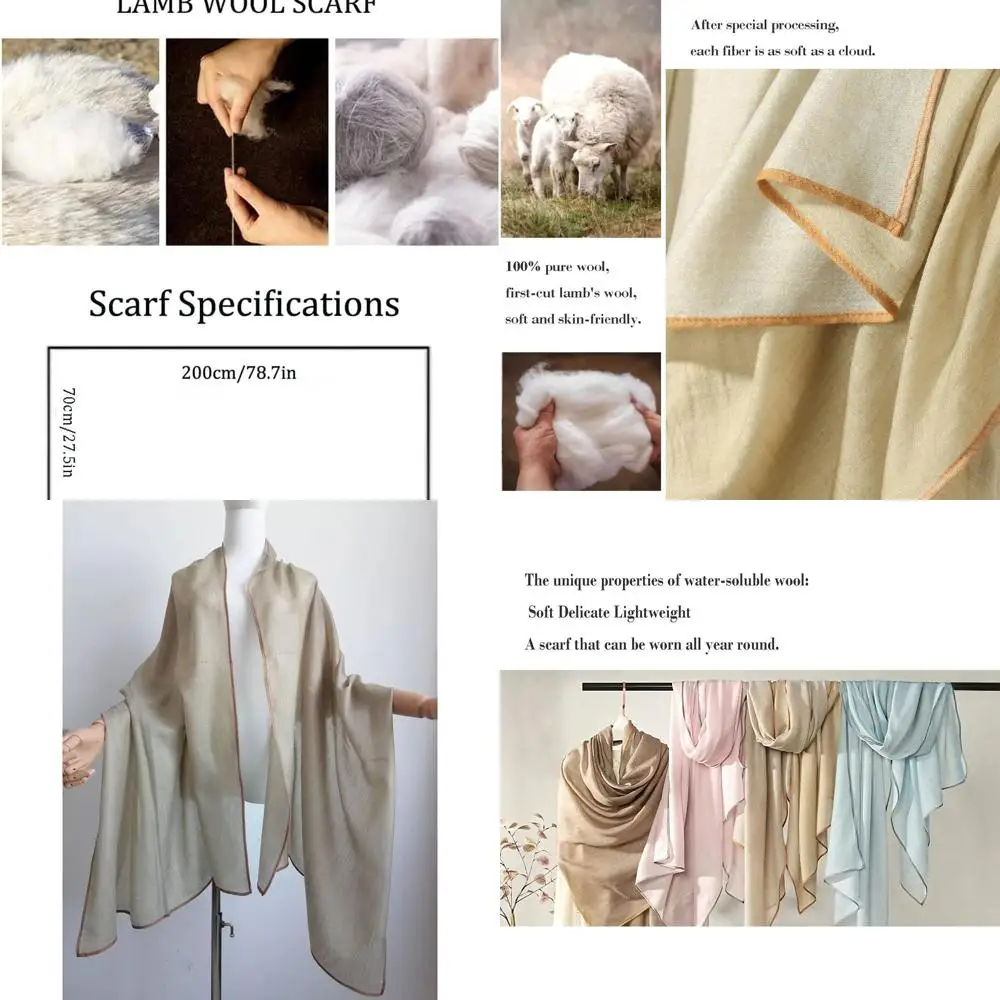 

Elegant Cashmere-Blend Pashmina Shawl - Silk & Wool Lightweight, Skin-Friendly Wrap