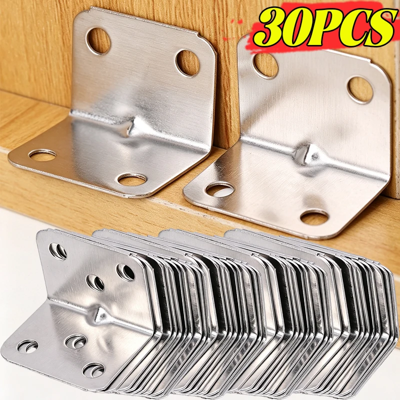 Universal Stainless Steel Corner Bracket 90 Degree L-shaped Right Angle Fixed Brace Fastener for Wood Furniture Bedframe Cabinet