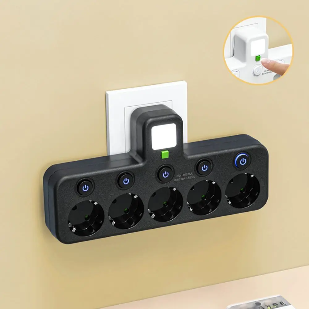 European Power Strip Multi Plug Outlet With USB Charging Ports Extension Lead Portable Adapter For Office Home Dorm Use