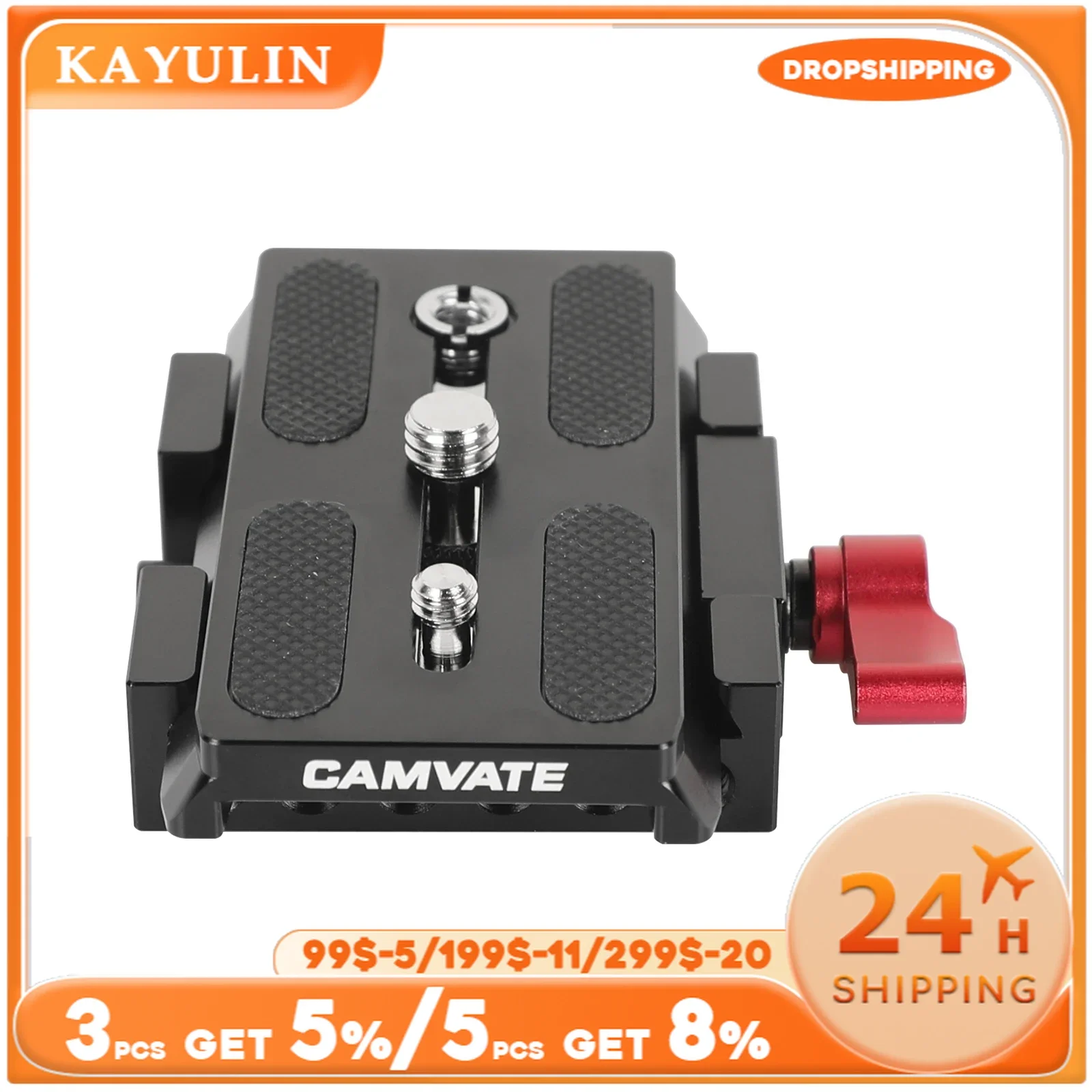 KAYULIN Quick Release Plate Camera Clamp Adapter Locking Knob 1/4 3/8 inch Holes For DSLR & SLR Cameras For Manfrotto Accessory