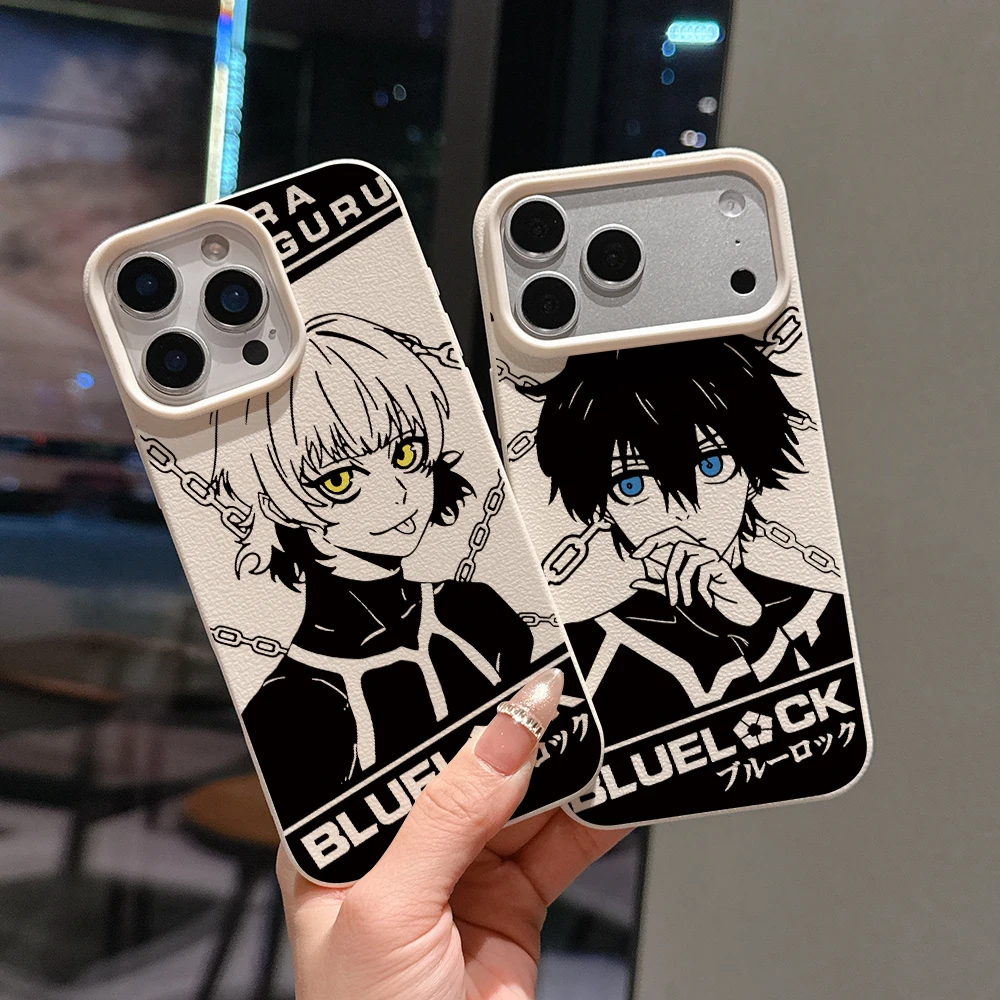 

Anime B-Blues Locks Phone Case for Apple iPhone 17 Air 16 16e 15 14 Plus 13 12 11 Pro Faux Leather Soft Cover