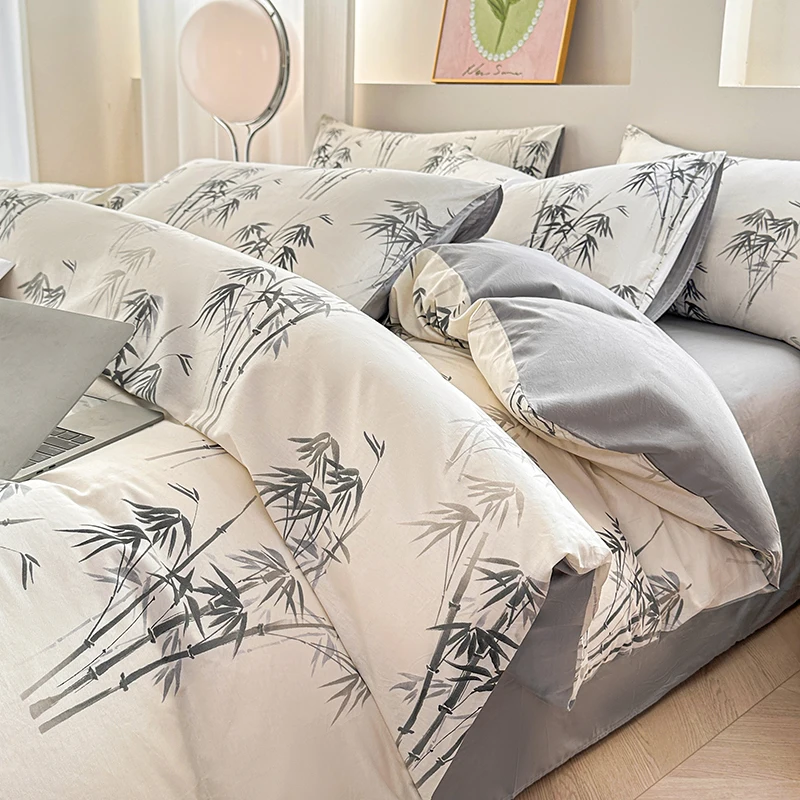 

2026 New Style 13372A All-cotton and Pure Cotton Printed Single and Double Duvet Covers Air Jet Small Fresh Simple Quilt Cover