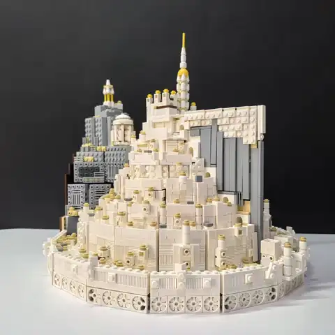 3857PCS MOC Rings Minas Tirith White City Building Blocks Movies Castle Modular Model Assembly Toys for Adults Collection Gifts