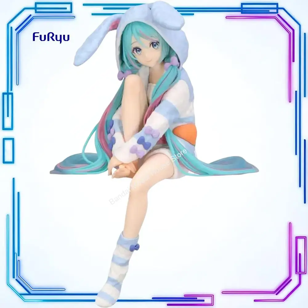 在庫あり-furyu-オリジナル正規品-ピアプロキャラクター-初音ミク-ウサギ耳パジャマ-ブルーバージョン-14cm-モデル玩具-ヌードルストッパーフィギュア