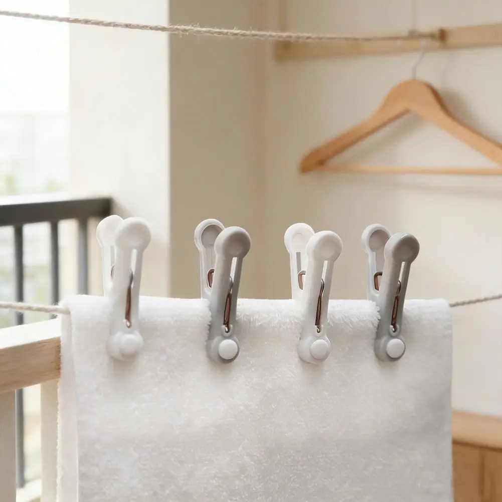 Heavy Duty Clothes Pins Windproof Laundry Clips 16pcs Plastic Clothes Pins Set Non-slip No-trace Laundry Clips for Socks
