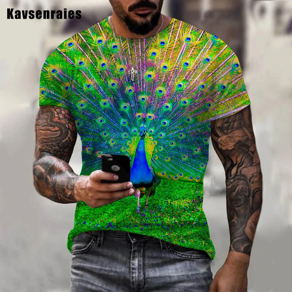 3D Animal Graphics Peacock Printed T-shirt Men Women 2022 Fashion Harajuku O-Neck Short Sleeves T-shirt