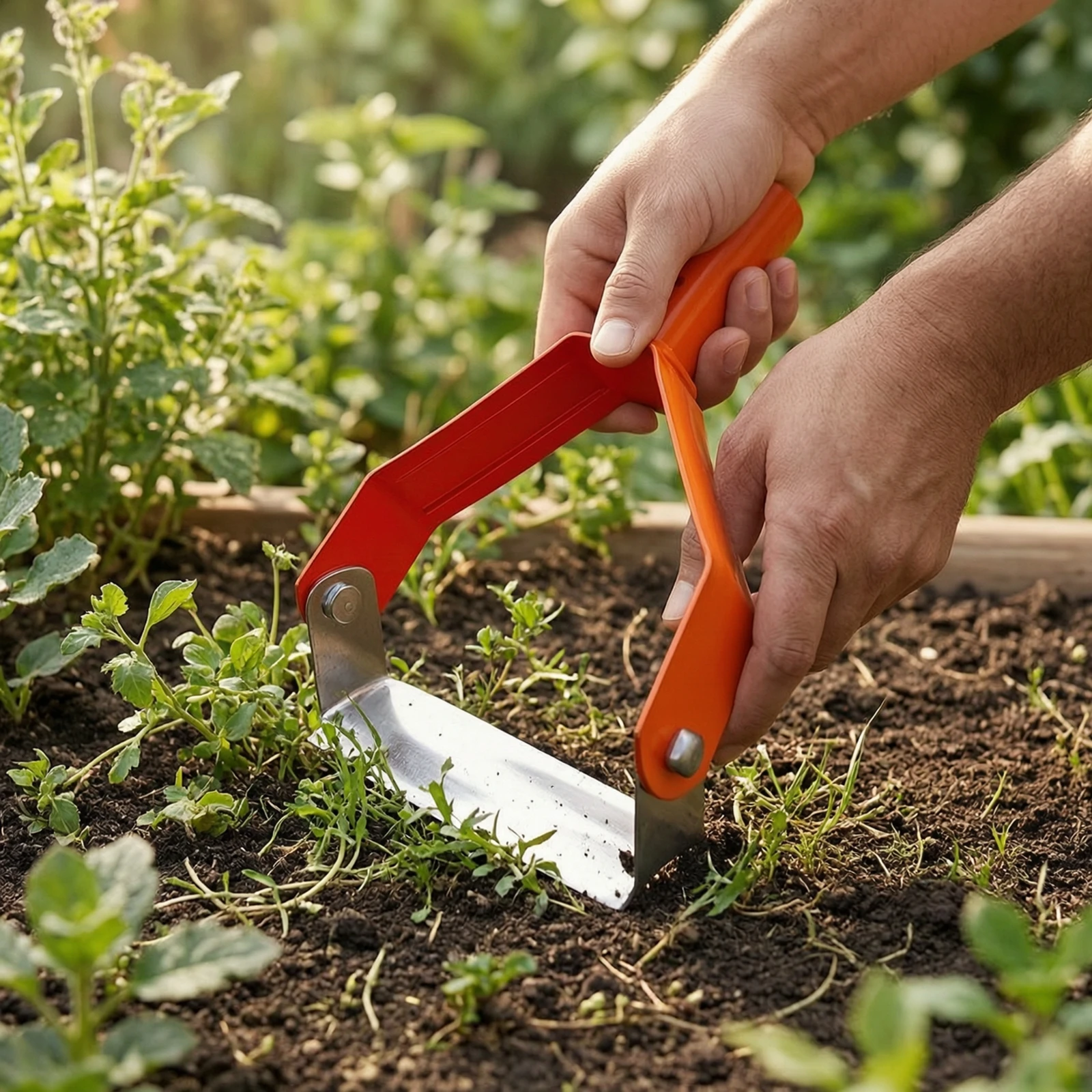 Garden Stirrup Hoe Scuffle Hoe Stirrup Hoe Garden Hoe Heavy Duty Carbon Steel Efficient Scuffle Loop Hoe for Weeding Gardening