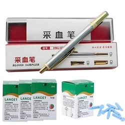 1PC Stainless Steel Lancet Point Pen Bloodletting Acupuncture Massage Therapy Handle Tools + 50PCS Disposable Blood Lancet