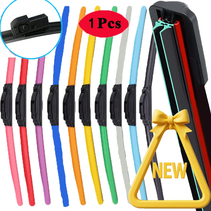 

Colorful Side Mounting Car Windshield Wiper blades Universal Soft Double layer Rubber Frameless Bracketless 16" 19" 20 22 24"26"