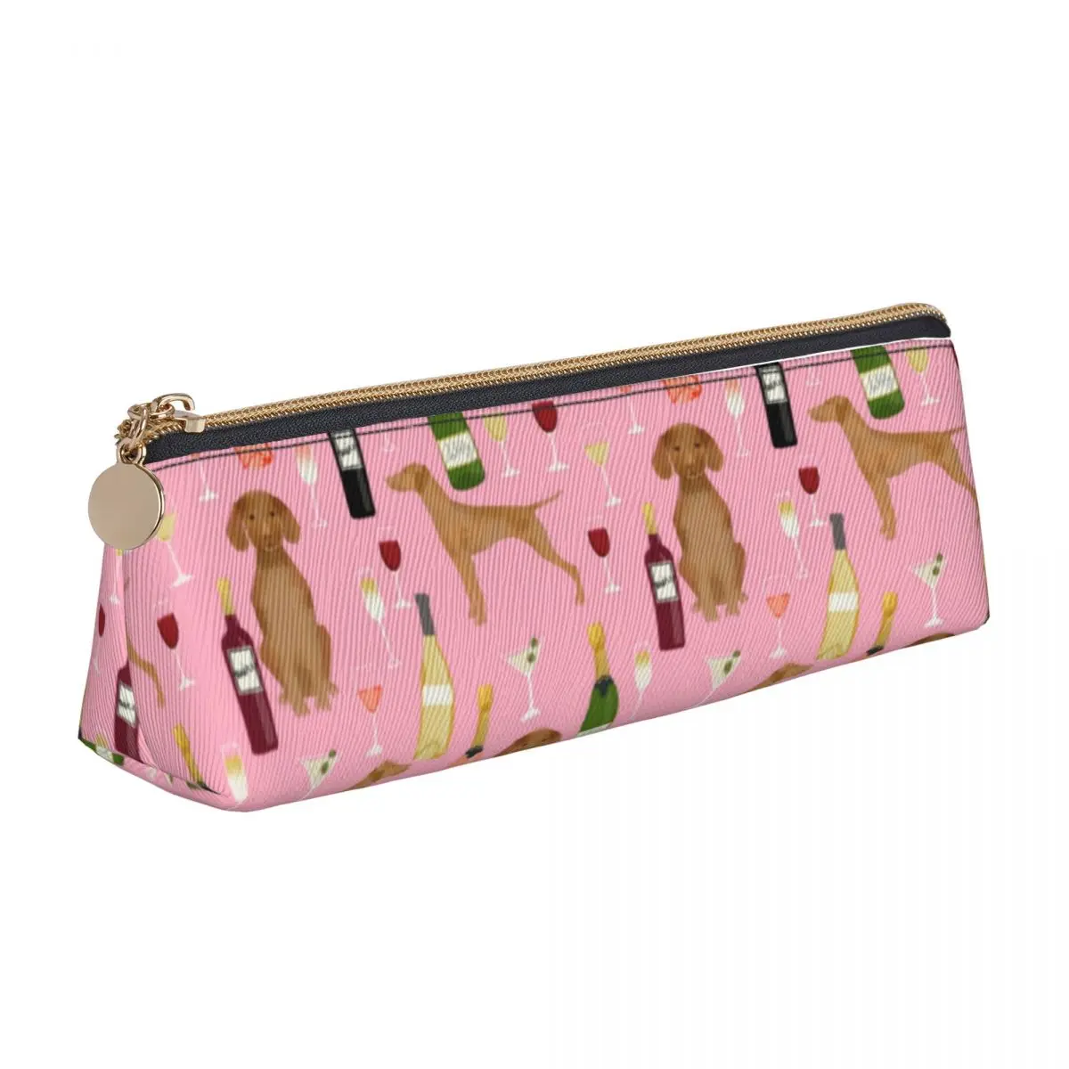 Wine Lover Pencil Case Vizsla Dog Print Boy Girl Kawaii Pen Box Design School Pencil Cases Stationery Birthday Present