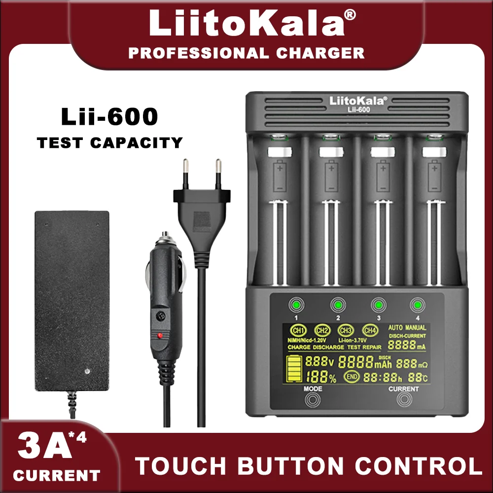 LiitoKala Lii-600  Lii-500  Battery Charger For Li-ion 3.7V and NiMH 1.2V Battery Suitable for 18650 26650 21700 26700 18350