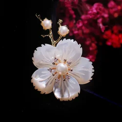 Vintage style Natural Pearls Shell Rose Brooch Mother Shell Flower Brooch For Women