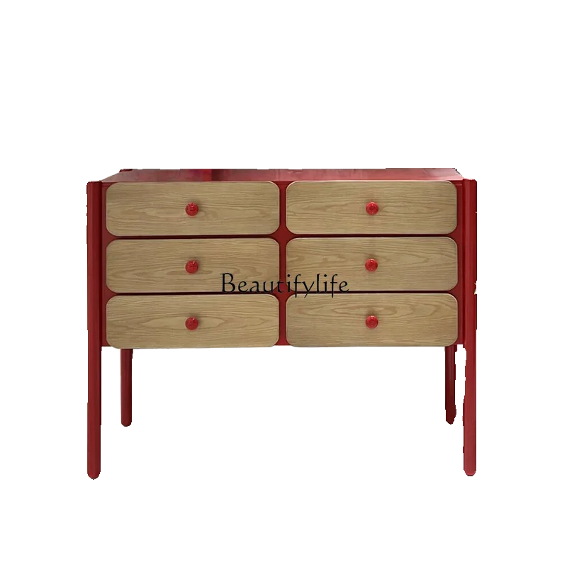 

French light luxury solid wood drawer cabinet modern simple solid wood storage porch storage cabinet